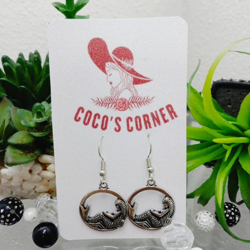 Lazy mermaid silver hoop earrings